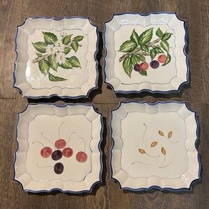 RARE 1996 VIETRI “Disappearing Cherries” Decorative Plates Hand Painted ITALY 4